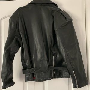 Vintage black leather motorcycle jacket